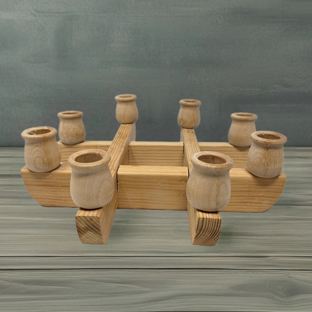 60's Danish Modern Scandinavian Handmade Light Wood 8 Candle Holder Modular